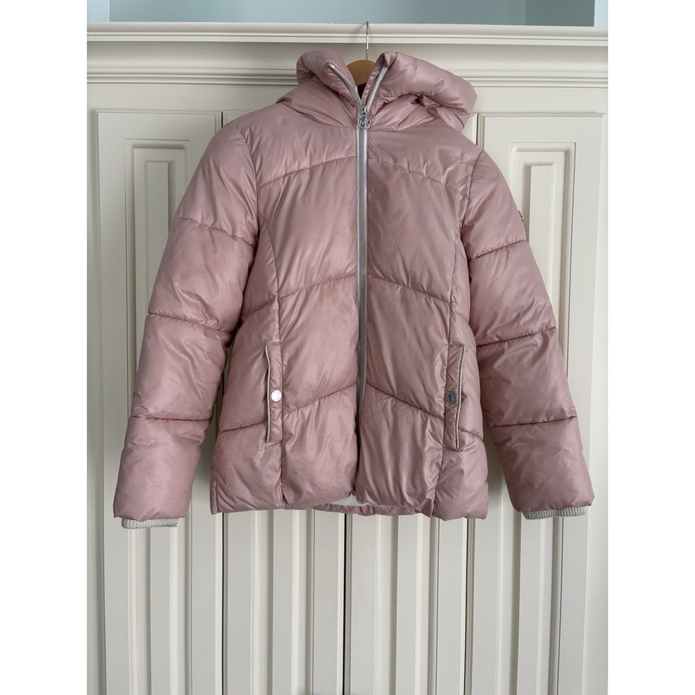 Michael Michael Kors Girls Pink Hooded Zip Up Puffer Coat Size 14 - Picture 1 of 5